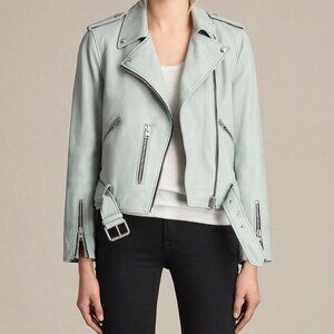 ALL SAINTS - Baby Blue Balfern Lamb Leather Biker Jacket